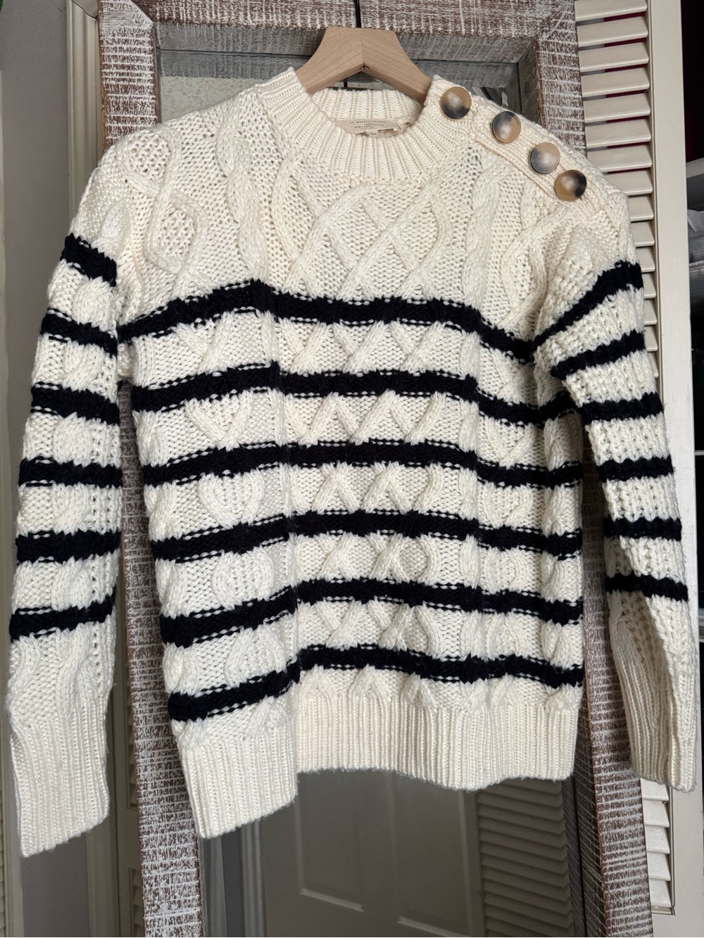 Sezane James Jumper in Ecru/Navy - Picture 5 of 10